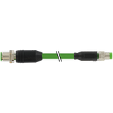 M12 male 0° D-cod. / M8 male 0° A-cod. shielded PUR 1x4xAWG26 gn 3m