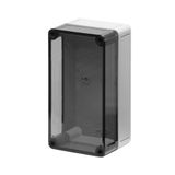 Polycarbonate push-button enclosure 94x180x81, clear lid, undrilled