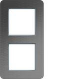 Cover frame double vertical, C.8, stainless steel
