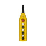 Pendant push-button station with 6 1-speed push-buttons and emergency stop push-button, 1 N.C.