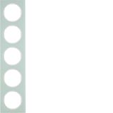 Frame 5gang, R.3, glass p. white