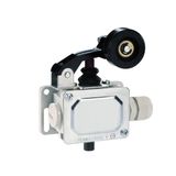 Metal limit switch, PL series, roller centre push lever. Contacts 2NC. IP65