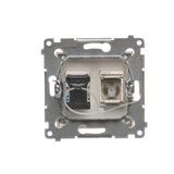 IP44 single socket outlets with Schuko earthing, with frame seal - transparent flap, module, 16A, quick connection, matt aluminum