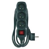Extension Cord 3 m / 3 sockets / switch / green / PVC / 1.5 mm2