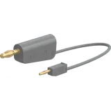Measuring lead with (2 mm lamella plug, straight) to (4 mm lamella plug, straight), 0.07 m, gray, PVC, 0.5 mm², 64.1060-00728