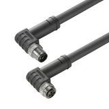 Power cable, Connecting line, M12 / M12, Number of poles : 4, 5 m, pin, 90&deg; - socket 90&deg;, Shielded: No, Sheath material: PUR, Halogen: No