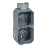 PLEXO 2 GANG BOX VERTICAL WITH CABLE GLAND ISO20 - GREY