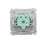 Double contact push button illuminated, 10AX, matt aluminum