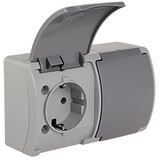 VG-2 Koala Double Socket 2x2P+Z SCHUKO surface mounted IP44 gray graphite flap VG 182-08