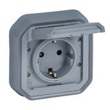 PLEXO GERMAN STANDARD SOCKET OUTLET WITH SCREW TERMINALS - GREY - FLUSH