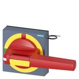 Handle with masking plate EMERGENCY OFF with lighting, size 100 x 100