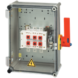 Polyester safety enclosure 4P 630A with top/bottom connection side ope