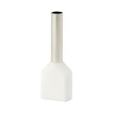 Double insulated sleeve terminal HI 2x1.0/8-bi white, Al/Cu