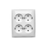 Quadruple socket outlet with SCHUKO earthing - IP20 version, 16A, quick connection, white