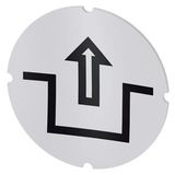 Inscription plate for illuminated pushbutton, round, milky, icon: Unlock