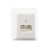 2-way UAE socket, surface-mounted, pure white (similar to RAL 9010), with switchable resistors