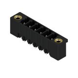 PCB plug-in connector, male header, Flange, THT solder connection, 3.81 mm, Number of poles: 6, 180°, Solder pin length (l): 3.2 mm, tinned, black, Box