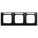 1733 NS-915  Cover frame with labelling field, horizontal with label space 3-gang black matt - Busch-balance SI