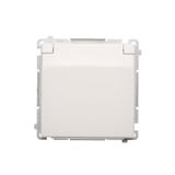 IP44 single socket outlet with shutters - same color flap&frame, white, 16A