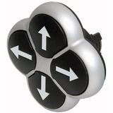 M22-DI4-S-X7 Position pushbutton, RMQ-Titan, Actuators non-flush, momentary, 4-fold, opposing pushbuttons mechanically interlocked, Bezel: titanium, arrow up