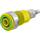 4 mm socket, threaded bolt, mounting Ø 12.2 mm, CAT III, yellow/green, 49.7043-20