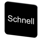 Labeling plate 22 x 22 mm, label black, labeling: schnell