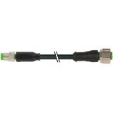 M8 male 0° / M12 female 0° A-cod. shielded PUR 4x0.34 shielded bk UL/C