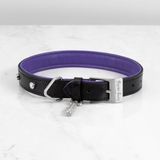 DOG COLLAR / CROSS / LARGE / BLACK / PURPLE / STEEL