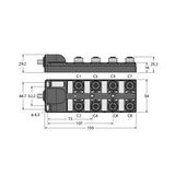 Passive Actuator/Sensor Box, M12 × 1 With Homerun Cable, 8-port   TB-8M12-5P3-2/TXL