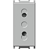 Socket without ground 1M, silver