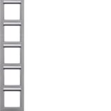 Frame 5gang vertical, labelling field, Q.3, alu velvety