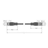 Actuator and Sensor Cable, PUR Extension Cable   RKSV5.501T-15-RSSV5.501T/TXL