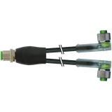Y-Distributor M12 male/fem. 90° A-cod. LED PUR 3x0.34 bk+drag-ch 1.5m