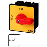 P3-100/E-RT On-Off switch, P3, 100 A, flush mounting, 3 pole, Emergency switching off function, with red thumb grip and yellow front plate