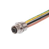 Built-in plugs, M12, Female socket, straight, Mounting thread: M 16 x 1.5, Number of poles: 5, Strand / cable length: 0.2 m, Front mounting