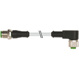 M12 male 0° / M12 female 90° A-cod. PUR 4x0.34 gy 3,6m