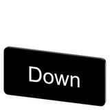 Labeling plate 12.5 x 27 mm, label black, labeling: Down