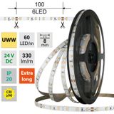 LED strip SMD2835 UWW, 60LED/m, 4,8W/m, DC 24V, 330lm/m, CRI90, IP20, 8mm, 5m