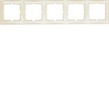Frame with labelling field 5gang horizontal S.1, white glossy