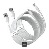 Cable USB A Plug - USB C Plug 1.5m 40W 5A QC3.0 PD, White (2 pcs)