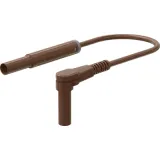 Safety measuring lead with (4 mm lamella plug, straight) to (4 mm lamella plug, angled), 2 m, brown, silicone, 1.0 mm², CAT III, CAT IV, 66.1050-20027