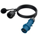 Cable 1.5m CEE plug/SCHUKO coupling.