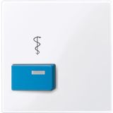 Central plate for call button/doctor call, active white glossy, system M