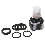 Allen-Bradley, 800H-QRAH2W, 30.5mm Type 4/4X/13 Mom. Contact PB-Illum., White, Ext. Hd w/ Guard, LED, 12-130V AC/DC, 1 NO-1 NC