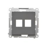 Double Keystone flat IT/telephone socket cover, graphite mat
