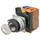 Selector A22NK 22 dia., Key type S, 2 position, bezel brushed M, manua A2250042M
