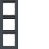 Cover frame 3-way vertical, text field, A.1, anthracite