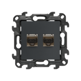 Double IT socket RJ45 category 6, (module), Simon 24, IP20, graphite mat