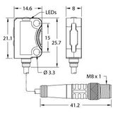 Photoelectric Sensor Diffuse Mode Sensor with Fixed-Field Background Suppression   VS8APFF15Q3