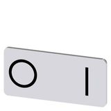 Labeling plate 12.5 x 27 mm, silver-colored label, icon: O* I